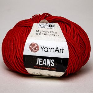 Pletací / háčkovací příze YarnArt GINA / JEANS 90 červená, jednobarevná, 50g/160m