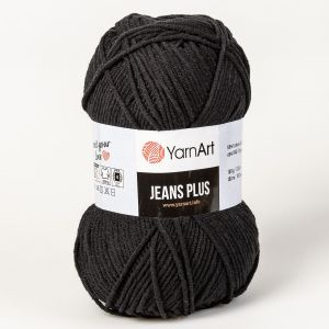 Pletací / háčkovací příze YarnArt JEANS PLUS 53 černá, jednobarevná, 100g/160m