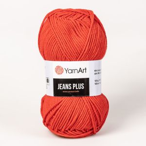 Pletací / háčkovací příze YarnArt JEANS PLUS 90 červená, jednobarevná, 100g/160m
