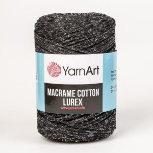 Pletací / háčkovací příze YarnArt MACRAME COTTON LUREX 2mm 723 černá, jednobarevná, lesklá 250g/205m
