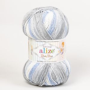 Pletací příze Alize BABY BEST BATIK 7540 modro-šedá, melírovaná, antipillingová, 100g/240m