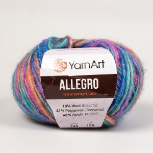 Pletací příze YarnArt ALLEGRO 745 fialovo-zeleno-oranžová, melírovaná, 50g/145m