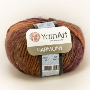 Pletací příze YarnArt HARMONY A-3 hnědo-rezavo-fialová, melírovaná, 50g/80m