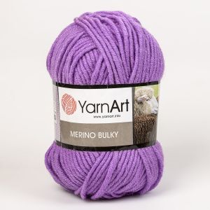 Pletací příze YarnArt MERINO BULKY 9561 středně fialová, jednobarevná, 100g/100m