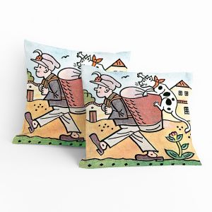 Dětský polštářek JOSEF LADA BARTOŠI, BARTOŠI, béžovo-světle modrý, 40x40cm