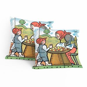 Dětský polštářek JOSEF LADA BYLA JEDNA BABKA, zelený, 40x40cm