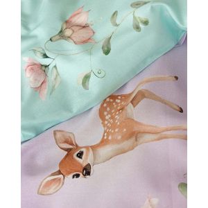 Dětské povlečení Matějovský LESNÍ POHÁDKA, zvířátka, fialovo-mentolové, bavlna hladká digitál, 140x200cm + 70x90cm