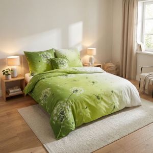 Povlečení KAROLINE 002 chmýří pampelišky, zelené, bavlna hladká, 140x200cm + 70x90cm