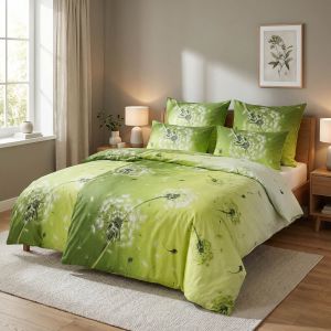 Povlečení KAROLINE 002 zelené pampelišky, krep, 140x200cm + 70x90cm