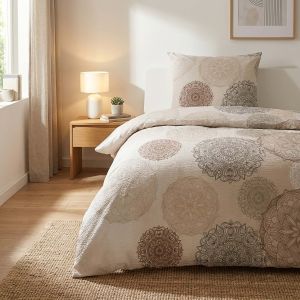Povlečení MAGIC BANÁN, béžové mandaly, krep, 140x200cm + 70x90cm
