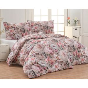 Povlečení Matějovský ESTEL, květinový vzor, růžové lilie a pivoňky, bavlna hladká, digitál, 140x200cm + 70x90cm