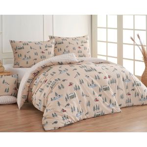 Povlečení Matějovský JOEL, zimní radovánky, béžové, bavlna hladká, 140x200cm + 70x90cm