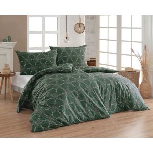 Povlečení Matějovský MORGAN, vločky, tmavě zelené, bavlna hladká, 140x200cm + 70x90cm