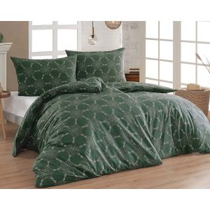 Povlečení Matějovský MORGAN, vločky, tmavě zelené, bavlna hladká, 140x200cm + 70x90cm