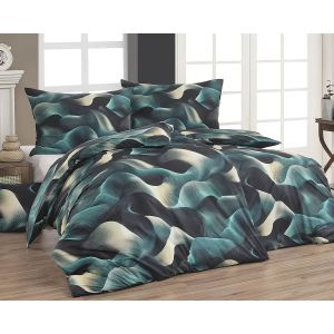 Povlečení Matějovský NORMAN, černo-zelené vlny, bavlna hladká digitál, 140x200cm + 70x90cm