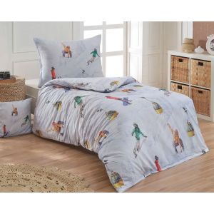 Povlečení Matějovský SNOWBOARD, šedomodré, bavlna hladká, 140x200cm + 70x90cm