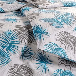 Povlečení PALMI, palmové listy, modré, bavlna hladká, 140x200cm + 70x90cm 