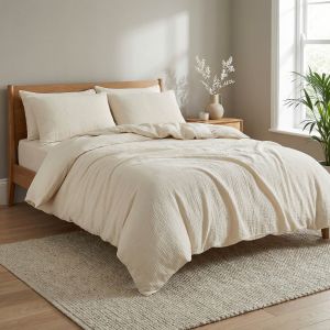 Povlečení Prem MUŠELÍN PREMIUM KRÉMOVÉ, jednobarevné, krémové, mušelín, 140x200cm + 70x90cm