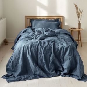 Povlečení Prem MUŠELÍN PREMIUM MODRÁ PORCELÁNOVÁ, jednobarevné, modré, mušelín, 140x200cm + 70x90cm