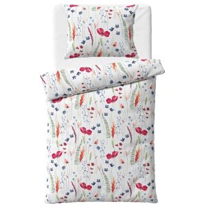 Povlečení ROZKVETLÁ LOUKA, bílé, bavlna hladká, 140x200cm + 70x90cm 