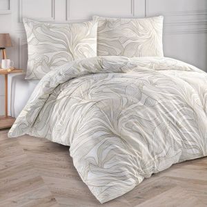 Povlečení SERENA, béžový květinový motiv, bavlna hladká, 135x200cm + 80x80cm 