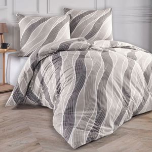 Povlečení TALIA, hnědo-béžové vlny, bavlna hladká, 140x200cm + 70x90cm 