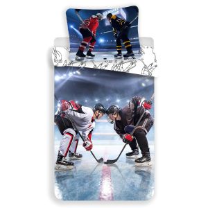 Hokejové povlečení HOKEJ, fototisk, modré, bavlna hladká, 140x200cm + 70x90cm 