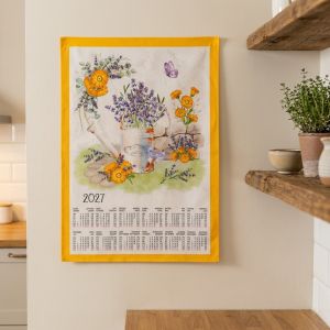 Textilní kalendář, utěrka VŮNĚ LEVANDULE 2027, žlutá, 45x65cm, bez hůlky