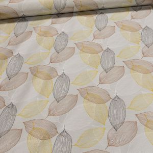 Ubrus PVC s textilním podkladem 5734820, barevné listy na světle šedé, š.140cm (metráž)