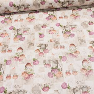 Ubrus PVC s textilním podkladem 5H3/03 hortenzie, růžová, š.140cm (metráž)