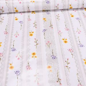 Ubrus PVC s textilním podkladem C142-2 COLIBRI, mozartovy květiny zelené, š.140cm (metráž)