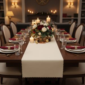 Ubrusovina / štola teflonová úprava, 377, jednobarevná krémová, š.38cm (metráž)