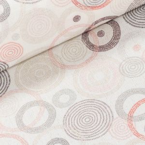 Ubrusovina / štola teflonová úprava, lososovo-béžové kruhy na smetanové, š.38cm (metráž)
