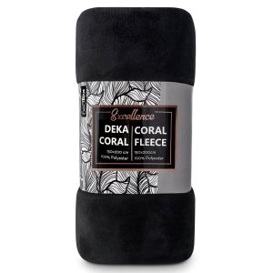 Deka z mikroplyše CORAL FLEECE jednobarevná UNI ČERNÁ, 150x200cm