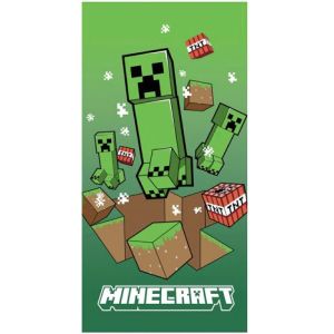 Dětská plážová osuška MINECRAFT ÚTOK CREEPERŮ, zelená, froté, 70x140cm