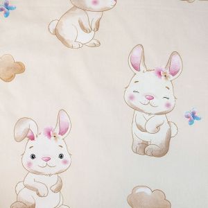 Dětské povlečení do postýlky BUNNY STAR BABY, béžové, bavlna hladká, 100x135cm + 40x60cm