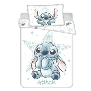 Dětské povlečení do postýlky LILO AND STITCH WHITE STAR BABY, bílé, bavlna hladká, 100x135cm + 40x60cm