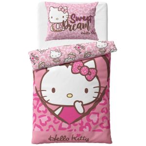Dětské povlečení HELLO KITTY RŮŽOVÁ POHÁDKA, růžové, bavlna hladká, 140x200cm + 70x90cm 