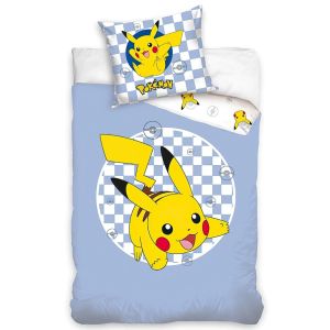 Dětské povlečení POKÉMON JEDINEČNÝ PIKACHU, světle modré, bavlna hladká, 140x200cm + 70x90cm 