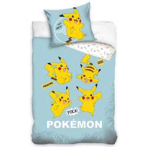 Dětské povlečení POKÉMON PIKA PIKA PIKACHU, mintové, bavlna hladká, 140x200cm + 70x90cm 