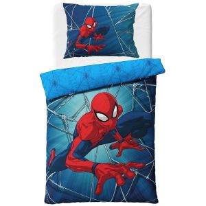 Dětské povlečení SPIDERMAN VRACÍ ÚDER, modré, bavlna hladká, 140x200cm + 70x90cm