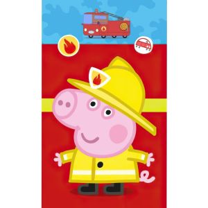 Dětský froté ručník PRASÁTKO PEPINA (PEPPA) HASIČ TOMÍK, červený, 30x50cm