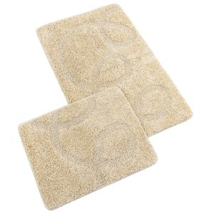 Koupelnová souprava s vlasem MICRO BANY SILVER BÉŽOVÁ, 100x60cm (předložka) + 60x50cm (na WC)