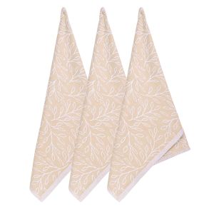Kuchyňské utěrky EGYPTSKÁ BAVLNA SAHARA BEIGE, béžové lístky, 3 kusy, 50x70cm