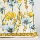 Dekorační polštářek / povláček RETRO LETNÍ KVĚTY A OBILÍ, žluto-modrá, 45x45cm