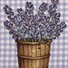 Dekorační polštářek / povláček RETRO LEVANDULE NA FIALOVÉ KOSTIČCE, 45x45cm