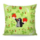 Dětský polštářek / povláček KRTEK NA LOUCE (Krteček), zelený / bílý, 40x40cm, 40x40cm (více variant výplně)